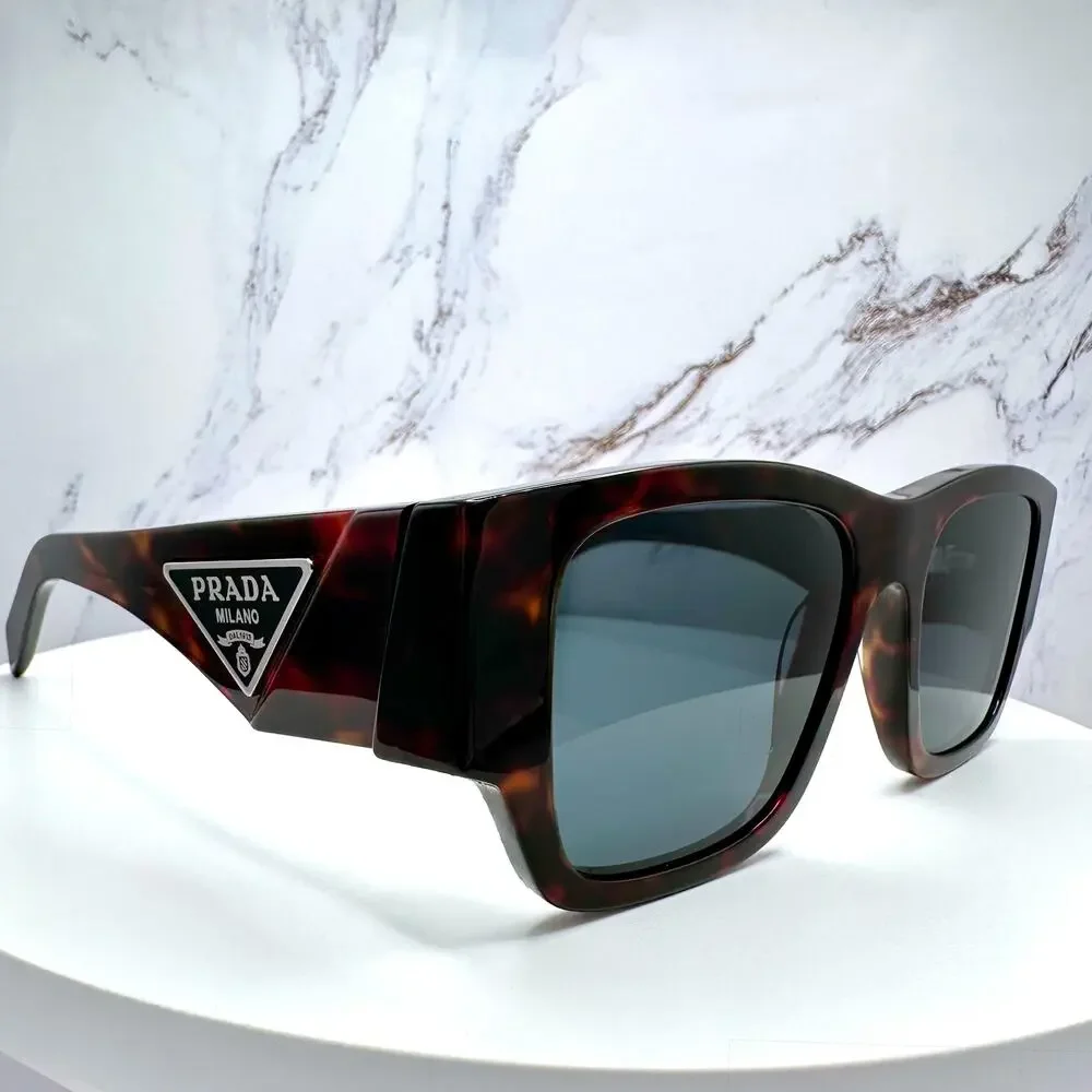 New PRADA Sunglasses Brown Root Tortoise Square Men's Plaque Logo - Picture 6 of 16